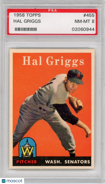 1958 Topps Hal Griggs #455 PSA 8