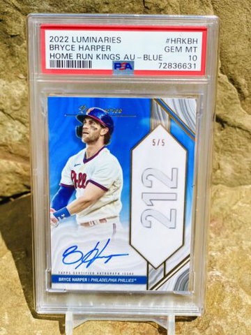 Bryce Harper Blue /5 Auto PSA 10 HR King Parallel 2022 Phillies POP 1 MVP