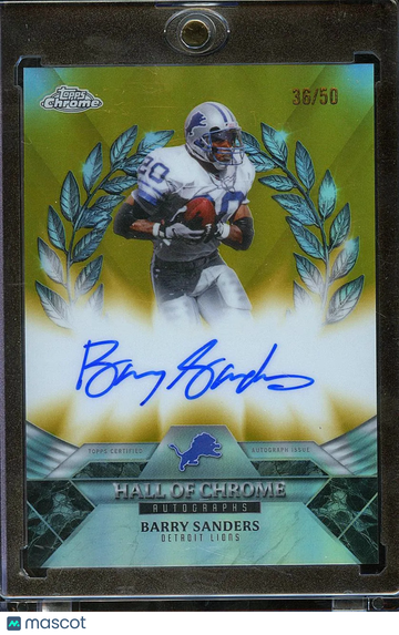 Barry Sanders 2025 Topps Chrome Hall of Chrome Autographs Auto Gold /50 Detroit Lions