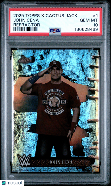 2025 Topps Chrome WWE X Cactus Jack John Cena #1 Refractor PSA 10