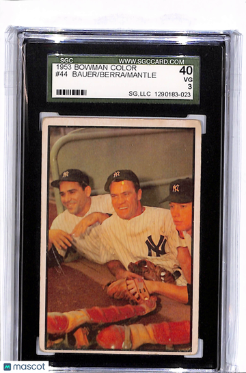 1953 Bowman Color Mantle Berra Bauer #44 SGC 3