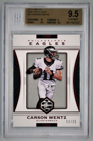 2017 Limited Ruby Spotlight /25 Carson Wentz BGS 9.5 Pop 1!!
