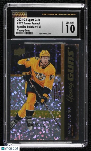 2021-22 Upper Deck Series 1 Tanner Jeannot #222 Speckled Rainbow Foil Rookie CSG 10