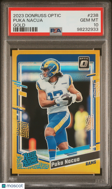 2023 Panini Donruss Optic Puka Nacua #238 Gold Short Print Rookie Low Pop PSA 10