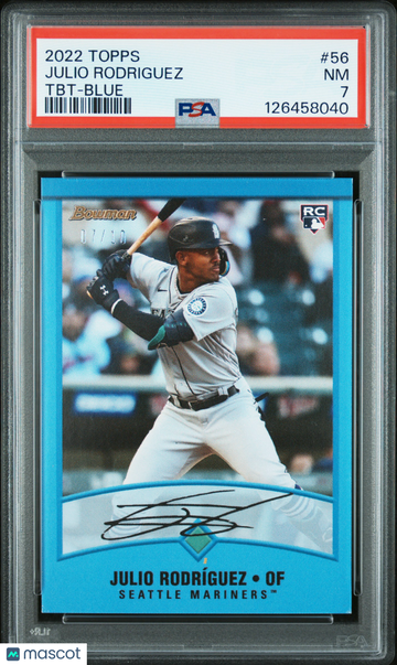 2022 Topps Throwback Thursday Julio Rodriguez #56 TBT Blue /10 PSA 7