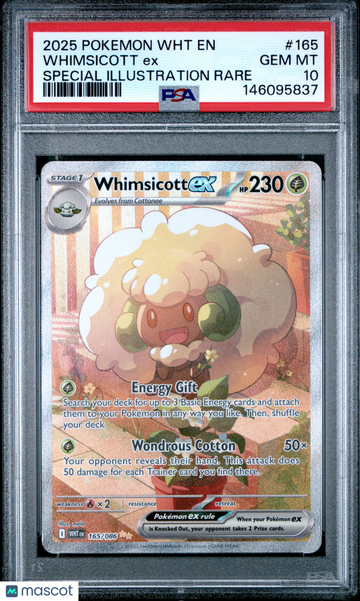 2025 Pokemon WHT EN-White Flare Whimsicott EX Special Illustration Rare PSA 10 #165