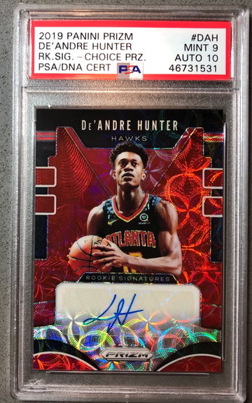2019-20 Panini Prizm De’Andre Hunter Red Choice Auto PSA 9