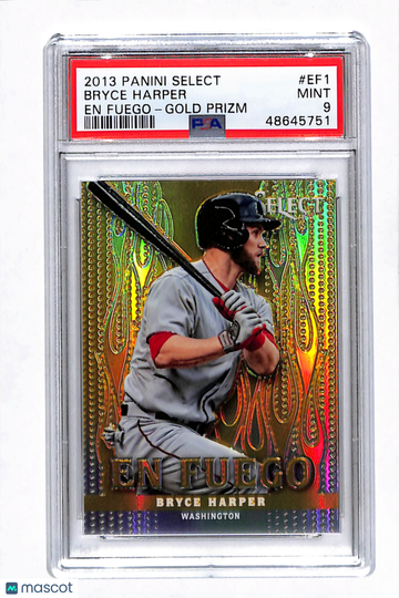 2013 Panini Select EN Fuego Bryce Harper #EF1 Gold Prizm PSA 9