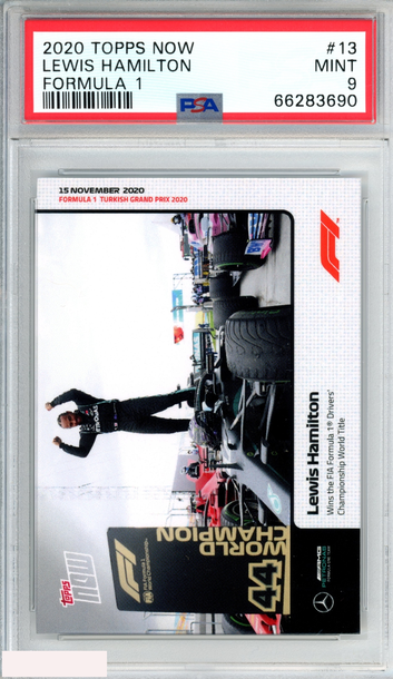 2020 TOPPS NOW FORMULA 1 LEWIS HAMILTON #13 ROOKIE RC PSA 9 MINT