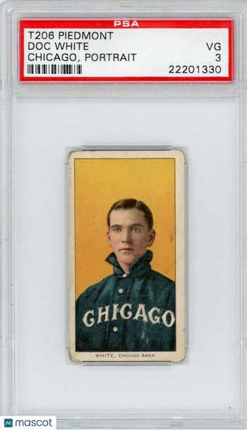 1909-11 T206 Piedmont Doc White Chicago, Portrait PSA 3