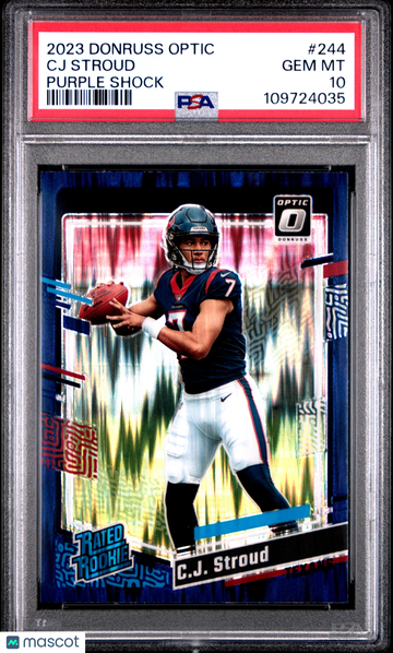 2023 Panini Donruss Optic CJ Stroud #244 Purple Shock PSA 10