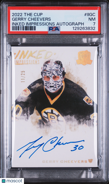 2022-23 Upper Deck The Cup Inked Impressions Autographs Gerry Cheevers #IIGC /25 PSA 7