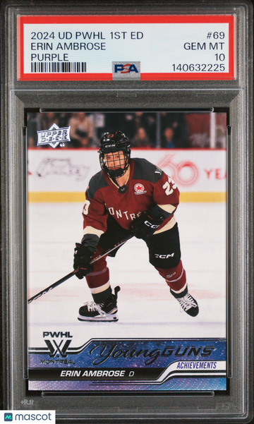 2024 Upper Deck Pwhl 1st Edition Erin Ambrose #69 Purple Young Guns PSA 10