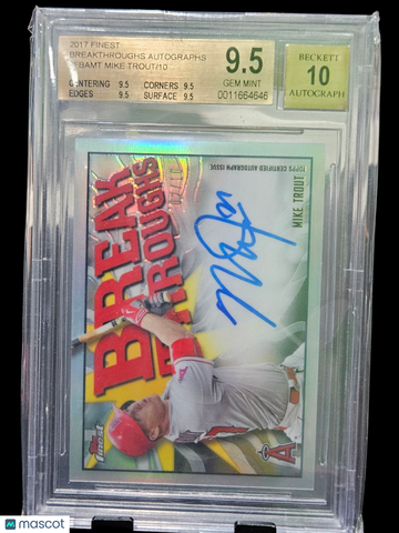 2017 Finest Breakthroughs Autographs Mike Trout #FBAMT /10 BGS 9.5 Auto 10