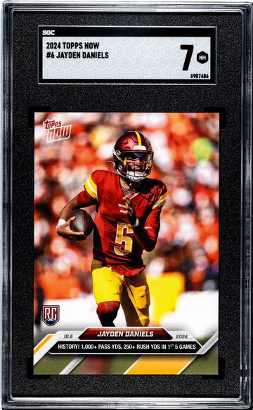 2024 TOPPS JAYDEN DANIELS NOW #6 Rookie limited /11995 SGC 7
