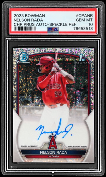 2023 Bowman Nelson Rada Chrome Prospect Autograph Speckle Refractor PSA 10