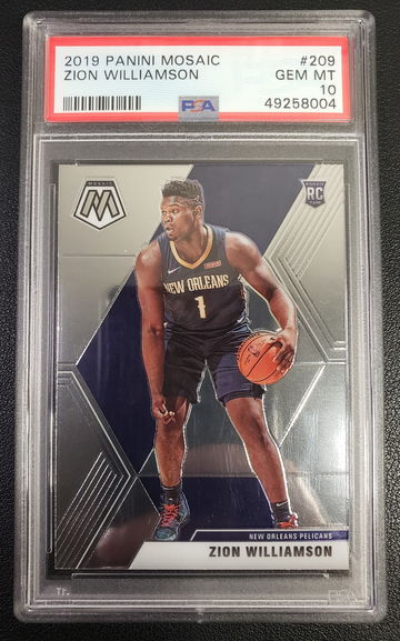 2019-20 Panini Mosaic #209 Zion Williamson Pelicans RC Rookie PSA 10 GEM MINT