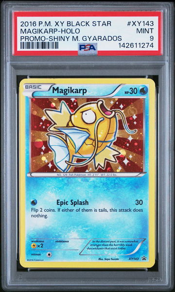 2016 Pokemon XY Black Star Promo Shiny Mega Gyarados Holo Magikarp #XY143 PSA 9