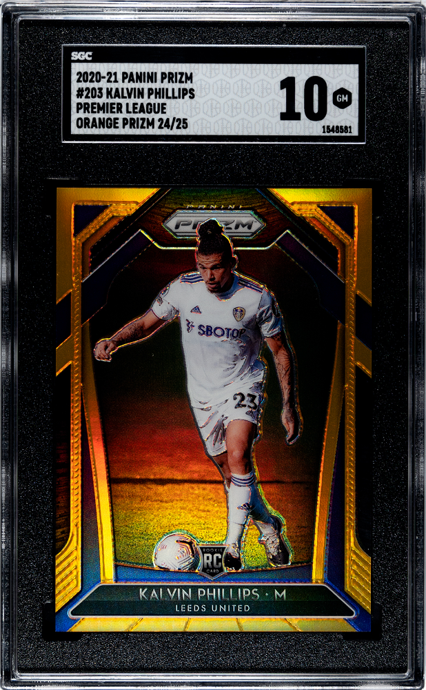 2020-21 Panini Prizm Premier League Kalvin Phillips #203 Orange Prizm SGC 10
