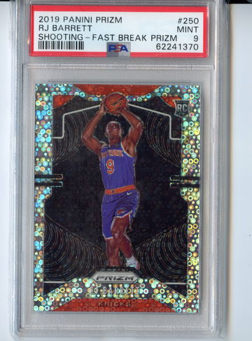 PSA 9 RJ Barrett Prizm Fast Break Variation #250 Rookie Disco Silver RC 2019