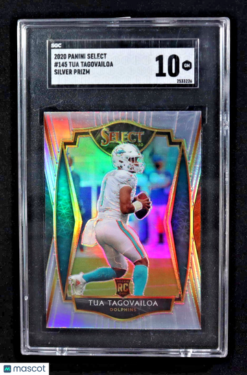 2020 Panini Select Tua Tagovailoa #145 Silver Prizm Parallel/Variety Rookie Base Set SGC 10