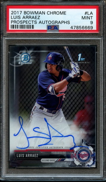 2017 Bowman Chrome Luis Arraez Auto PSA 9