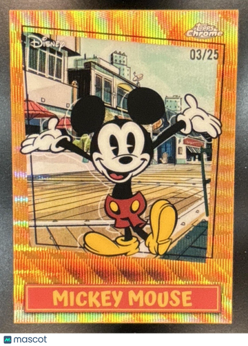 2026 Topps Disney Neon MSSP-1 Mickey Shorts Short Prints Orange Wave Refractor Trading Card