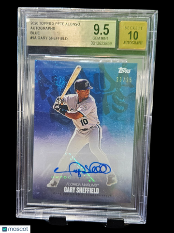 2020 Topps X Pete Alonso Autographs Blue Gary Sheffield #1A BGS 9.5 Auto 10