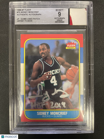 1986 Fleer Sidney Moncrief #75 HOF Patch BGS Authentic Auto 9