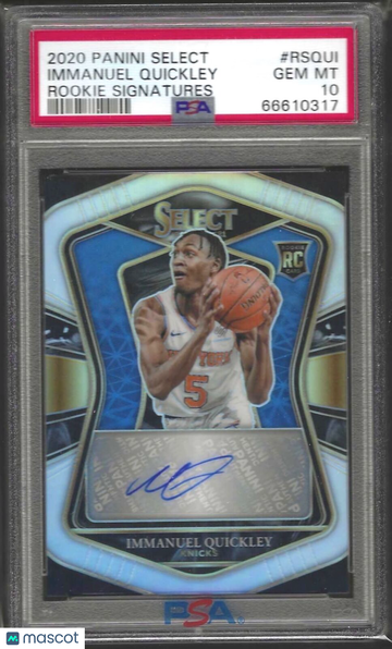 2020 Panini Select Rookie Signatures Immanuel Quickley #RSQUI PSA 10