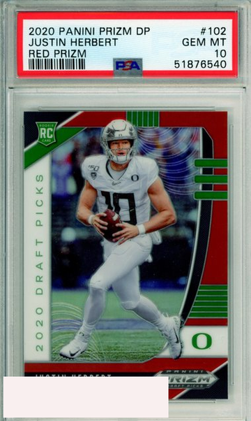 2020 PANINI PRIZM DRAFT PICKS JUSTIN HERBERT #102 RED PRIZM ROOKIE PSA 10 GEM MT