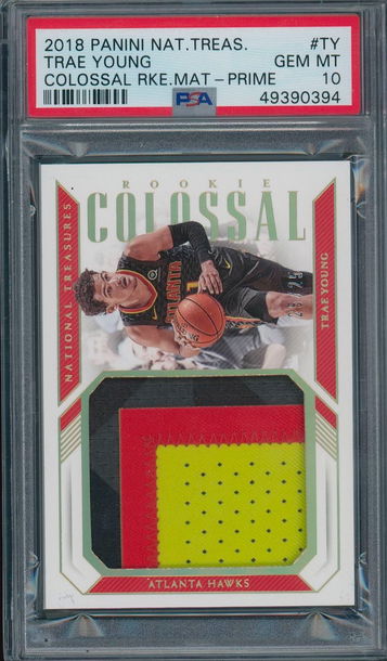 2018 National Treasures Trae Young Colossal Rookie Materials Prime 25/25 PSA 10