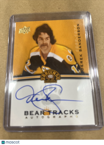 2023 Boston Bruins Centennial Bear Tracks Auto SP Derek Sanderson #BT-SA Short Print