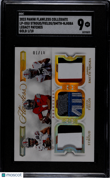 2023 Panini Flawless Collegiate Smith-Njigba Fields Stroud #LP-OSU Legacy Patches Gold SGC 9
