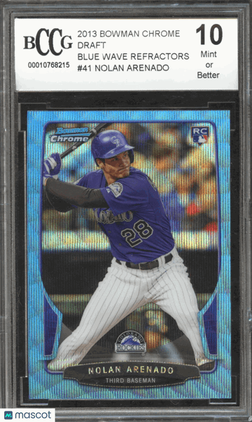 2013 Bowman Chrome Draft Blue Wave Refractors Nolan Arenado #41 BGS 10