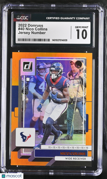 2022 Donruss Nico Collins #40 Jersey Number /12 CGC 10
