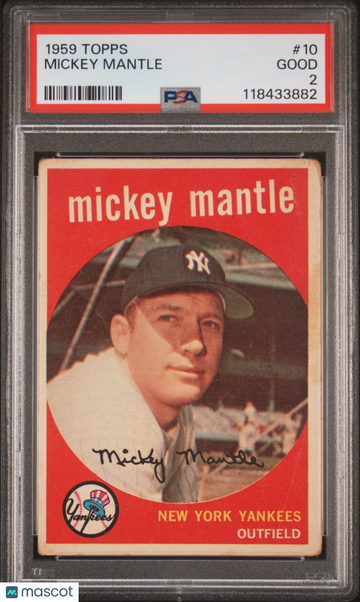 1959 Topps Mickey Mantle #10 PSA 2