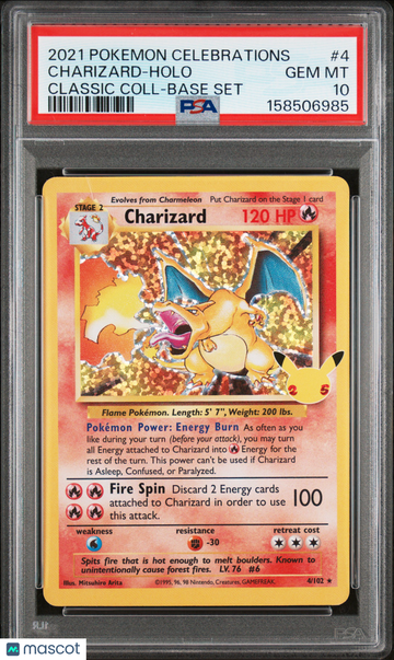 2021 Pokemon Celebrations Classic Collection Charizard Holo PSA 10 #4/102