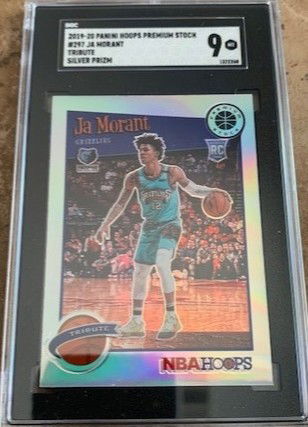 2019-20 Panini Hoops Premium Stock Tribute Silver Holofoil Prizms - Ja Morant RC - SGC 9 Mint MT