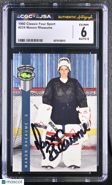 1992 Classic Four Sport Manon Rhéaume #224 Hand Signed Auto CGC 6 JSA Auto 8