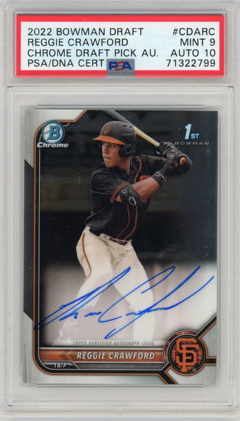 2022 Bowman Draft Reggie Crawford 1st PSA 9 #CDARC PSA/DNA Certified Auto 10