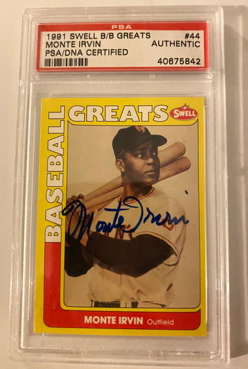 Autographed 1991 Swell MONTE IRVIN New York Giants card #44 PSA/DNA CERTIFIED AUTO