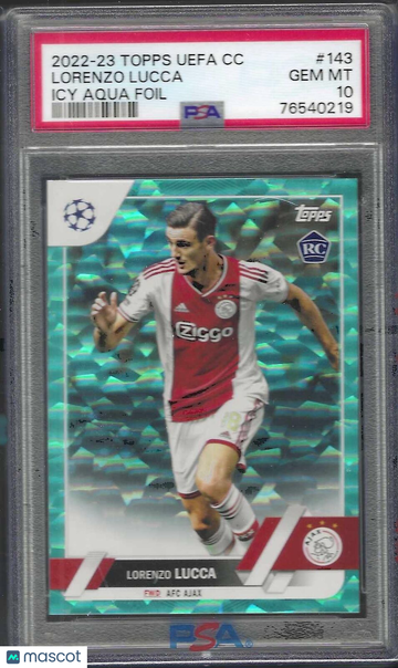 2022 Topps UEFA Club Competitions Lorenzo Lucca #143 Icy Aqua Foil PSA 10