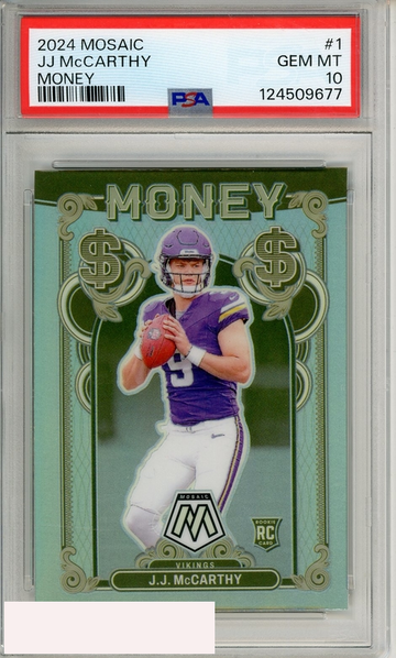 2024 PANINI MOSAIC MONEY JJ MCCARTHY #1 PSA 10 GEM MT  RC
