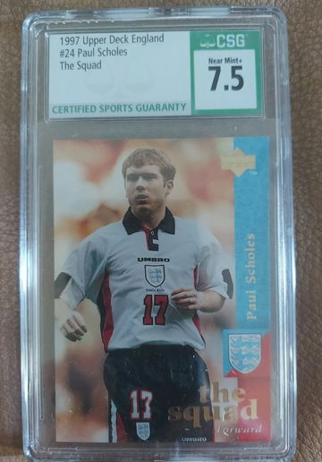 1997 UPPER DECK ENGLAND #24 PAUL SCHOLES CSG 7.5 NM+ THE SQUAD ROOKIE RC MANU