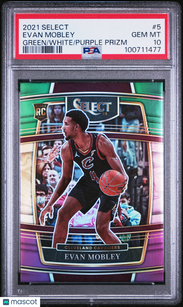 2021 Panini Select Evan Mobley #5 Green White Purple Prizm PSA 10