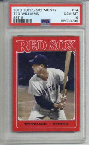 2019 TOPPS 582 MONTGOMERY SET 5 #14 TED WILLIAMS CARD RED SOX PSA 10 LOW POP