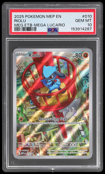 2025 Pokemon Mega Evolution Black Star Promo Riolu Mega Lucario Elite Trainer Box PSA 10
