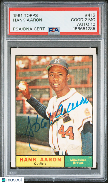 1961 Topps Hank Aaron #415 MC PSA 2 Auto 10