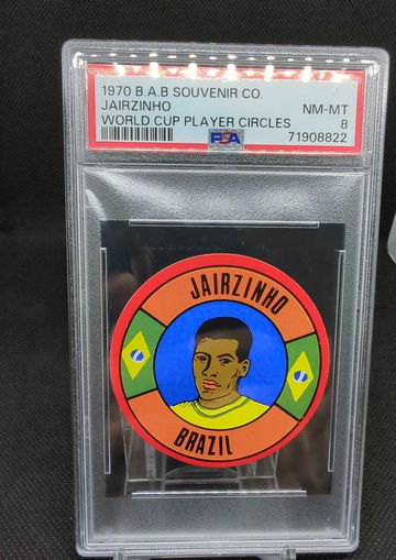 1970 B.A.B. Souvenir Co. World Cup Player Circles Jairzinho PSA 8